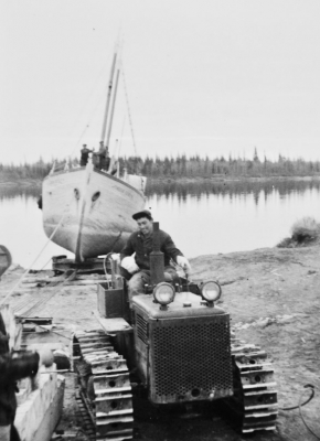 Sailboat being pulled out of the water