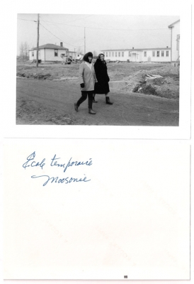 Women walking in downtown Moosonee