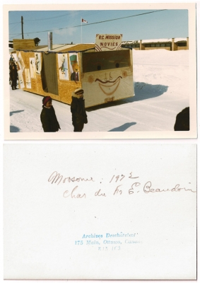 Winter parade float during Christmas