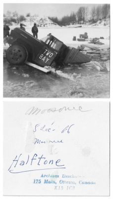 1960s freight truck breaks through ice at Moosonee